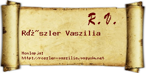 Röszler Vaszilia névjegykártya